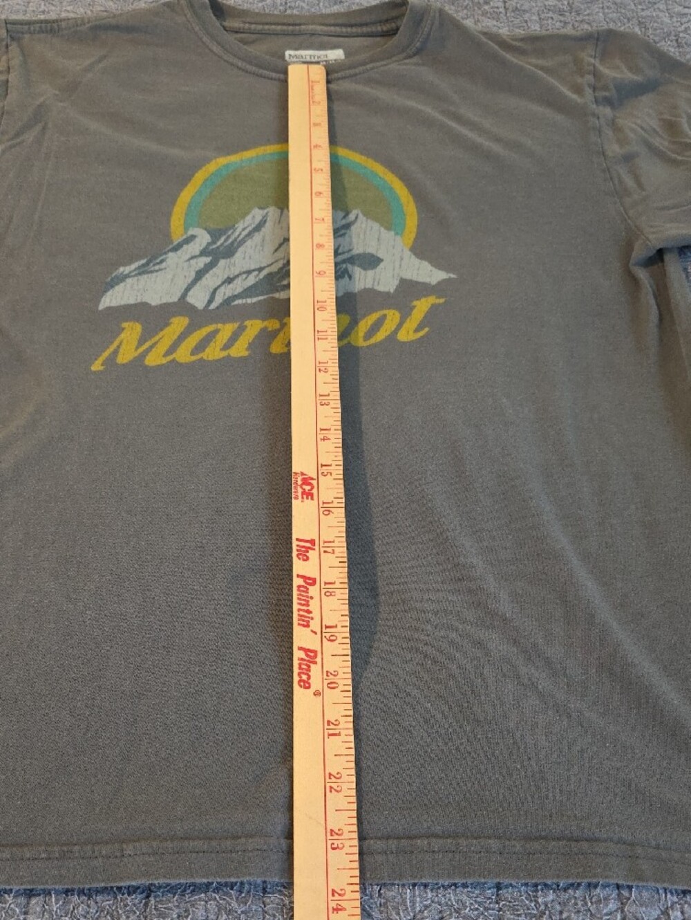 Marmot Charcoal Graphic Mountain Tee with Yellow & Teal Accents - Picture 5 of 6